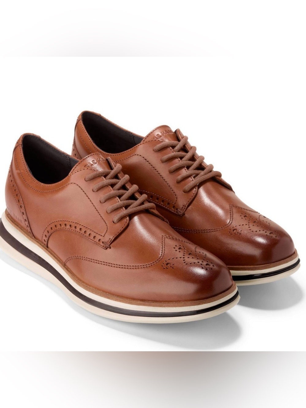 Cole Haan Tan Leather Wingtip Derby Sneakers Size 12